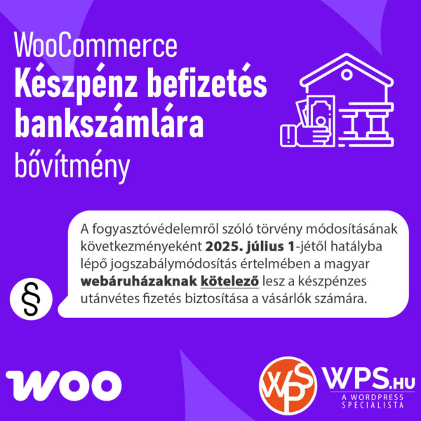 WooCommerce Készpénz befizetés bankszámlára