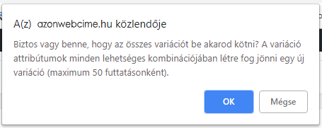 WordPress termék variáció