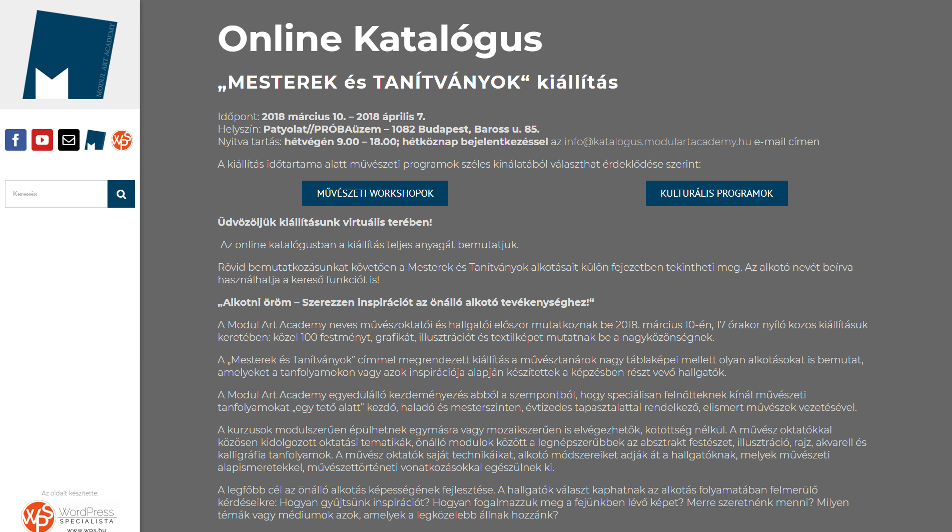 Modul Art Academy „MESTEREK és TANÍTVÁNYOK“ kiállítás Online Katalógus